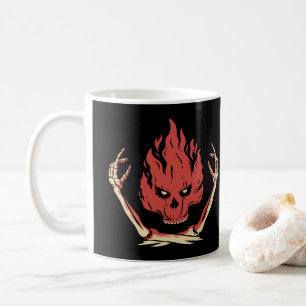Caneca De Café Crânio Em Fogo