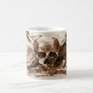 Caneca De Café crânio marrom e crossbones
