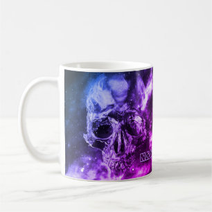 Caneca De Café Crânio moderno no espaço. Personalizado
