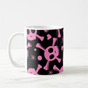 Caneca De Café Crânio Pirata: Padrão de Corações Girinas