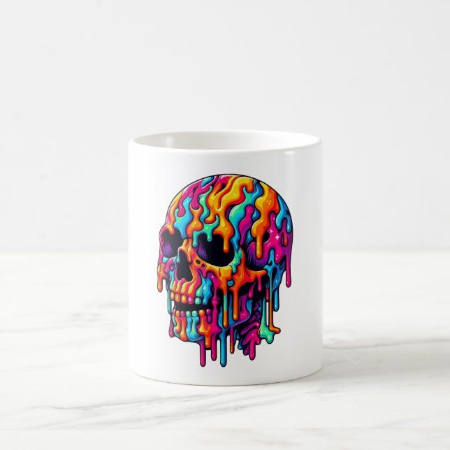 Caneca De Café Crânio Psicodélico Vibrante (Centro)