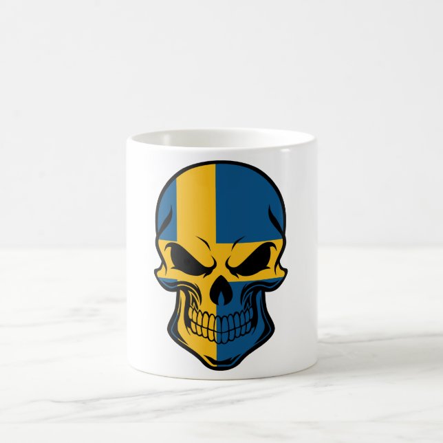 Caneca De Café Crânio sueco da bandeira (Centro)