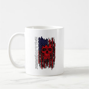 Caneca De Café Cranio Vermelho do Dia das Bruxas Bandeira America