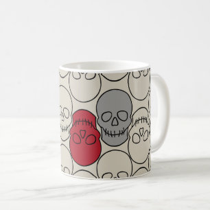 Caneca De Café Crânios - Branco Osso e Preto Morto