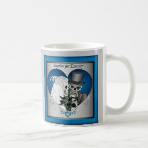 Caneca De Café Crânios do casamento - azul