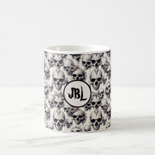 Caneca De Café Crânios Monocromáticos
