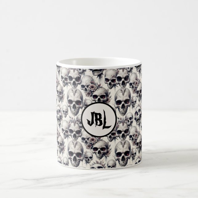Caneca De Café Crânios Monocromáticos (Centro)
