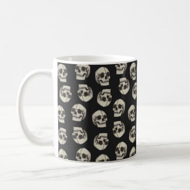 Caneca De Café Crânios - Mug Preto de Café (Esquerda)