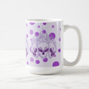 Caneca De Café Crânios roxos flamejantes