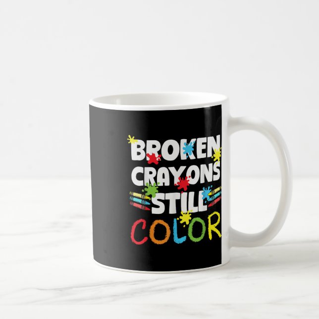 Caneca De Café Crayons Partidos Ainda Cores Sensibilização Para A (Direita)