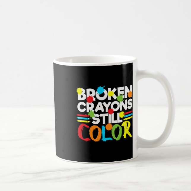 Caneca De Café Crayons Partidos Ainda Cores Sensibilização Para A (Direita)