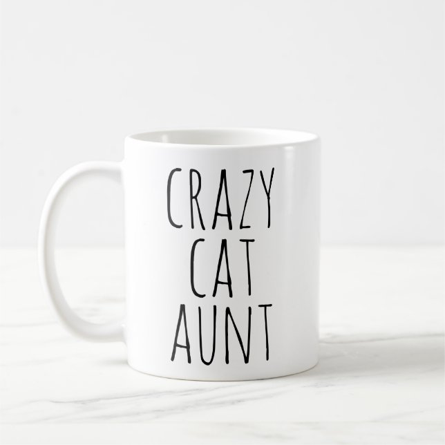 Caneca De Café Crazy Cat Aunt Text Design (Esquerda)