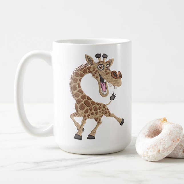 Caneca De Café Crazy Laughing  Giraffe (Com Donut)