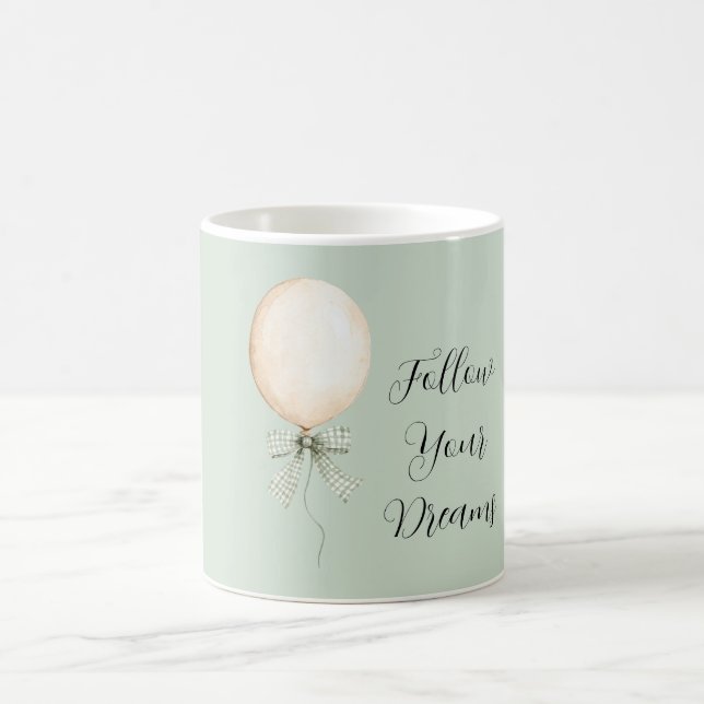 Caneca De Café Cream Balloon Mint Bow Dreams (Centro)