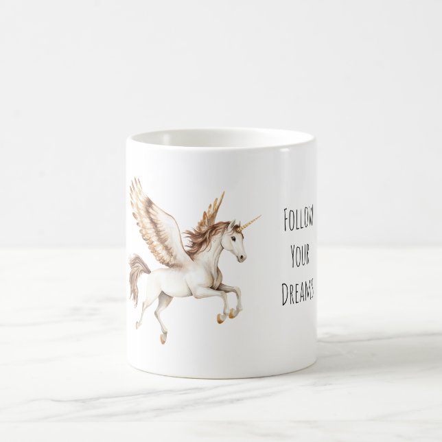 Caneca De Café Cream Brown Pegasus Unicorn (Centro)