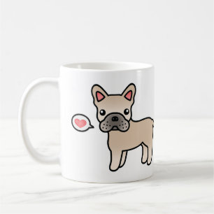 Caneca De Café Cream Cartoon French Buldog Love
