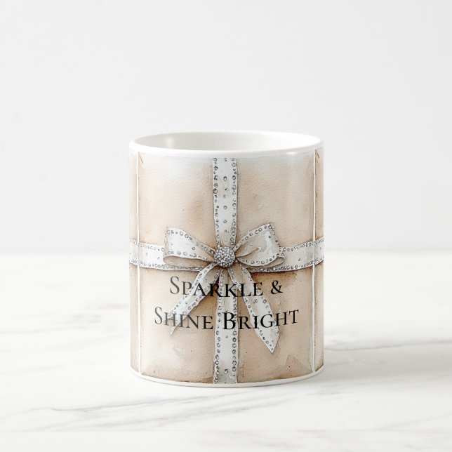 Caneca De Café Cream White Silver Glitzy Glam Arco Aniversário (Centro)