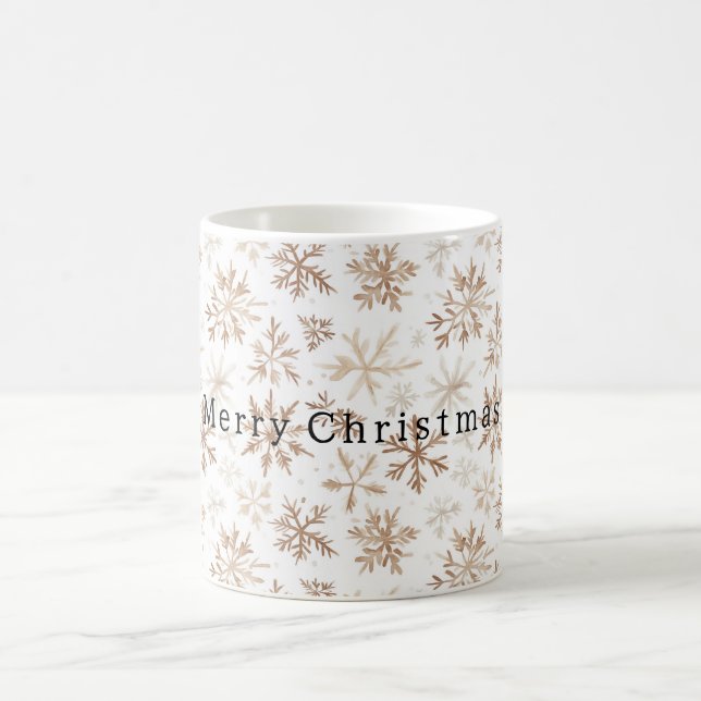 Caneca De Café Cream White Snowflakes Christmas   (Centro)
