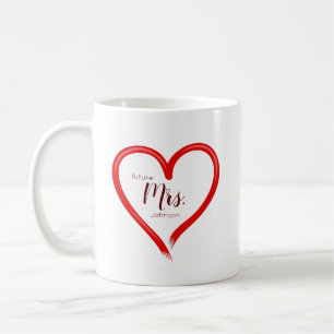 Caneca De Café Creative Mand Pintada Red Heart Future Sra. Name