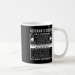 Caneca De Café Credo de Veterano Patriota Guerra EUA Juramento Vo