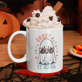 Caneca De Café Creep It Real" Halloween Mug – Cute Ghost with Sun