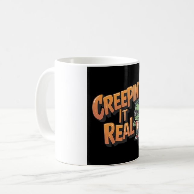 Caneca De Café Creepin Real - Engraçado Zombie Coffee Mug (Frente Esquerda)
