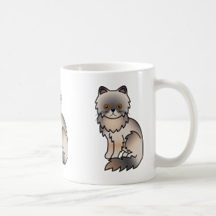 Caneca De Café Creme Azul Com Olhos De Cobre Gato Persa