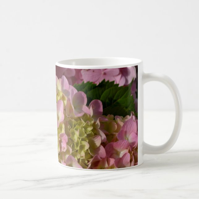 Caneca De Café Creme cor-de-rosa Hydrangeas amarelas cor-de-rosa  (Direita)