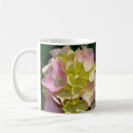 Caneca De Café Creme cor-de-rosa Hydrangeas amarelas cor-de-rosa 