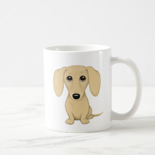 Caneca De Café Creme Dachshund   Cachorro-esmalte