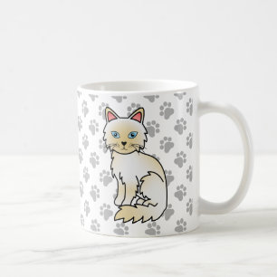 Caneca De Café Creme Point Birman / Ragdoll Cute Cat & Paws