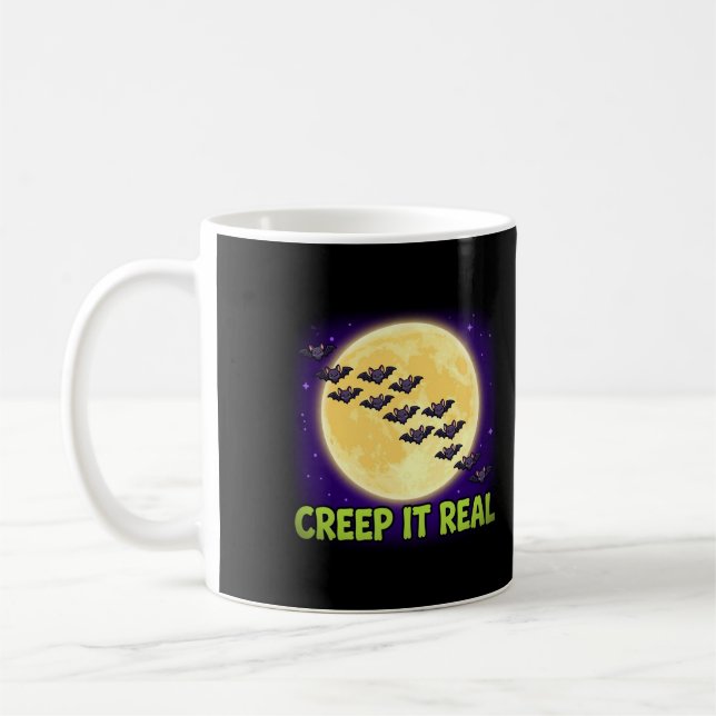 Caneca de Café Crepúsculo Morcegos Lua Halloween (Esquerda)