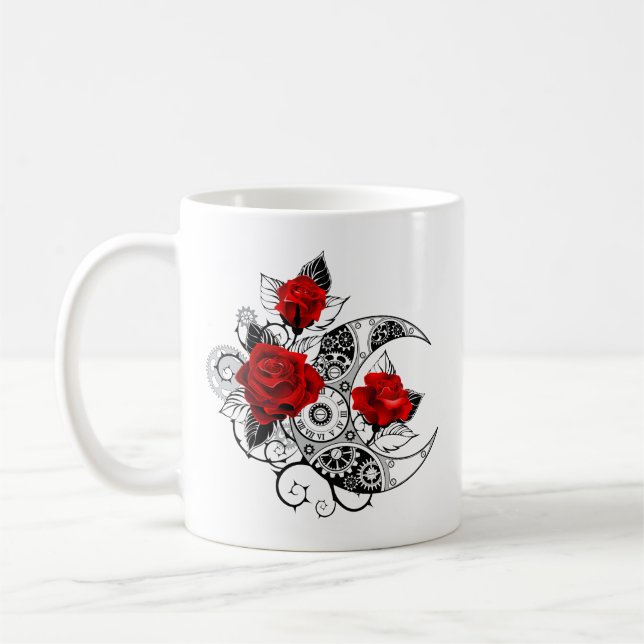 Caneca De Café Crescente Mecânico com Rosas vermelhas (Esquerda)