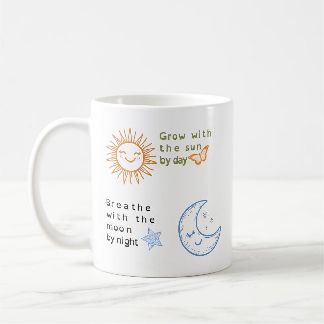 Caneca De Café Crescer Com O Sol, Respirar Com A Lua Clássica (Esquerda)
