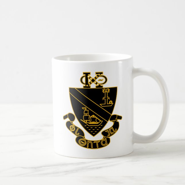 Caneca De Café Crest da Phi Chi Theta | Dourado e Preto (Direita)