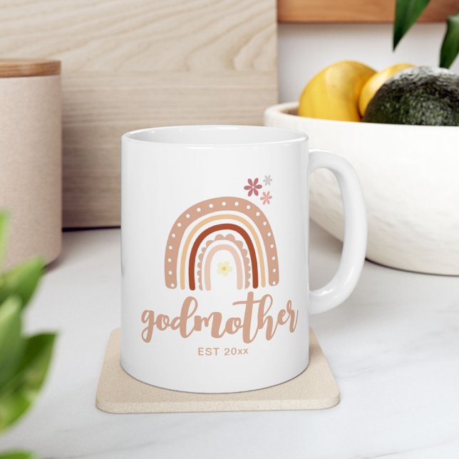 Caneca De Café Criada por Neutral Pastel Boho Rainbow Godmmme (Criador carregado)