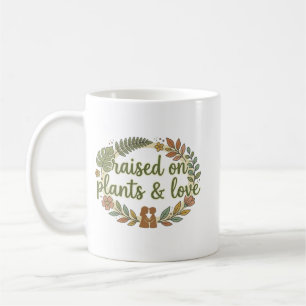 Caneca De Café Criado em Plantas e Amor Retro