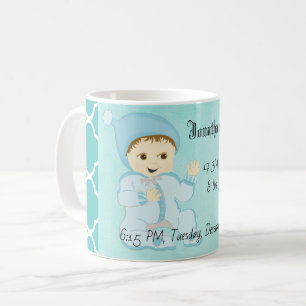 Caneca De Café Criança Baby Boy em azul com flores
