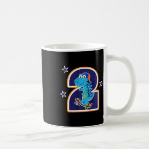 Caneca De Café Crianças 2º Aniversário Dinossauro Divertido Skate