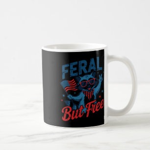 Caneca De Café Crianças 4 de Julho Feral e Livre Raccoon Divertid