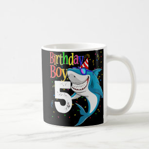 Caneca De Café Crianças 5 de Aniversário Garoto Tubarão-Cerca De