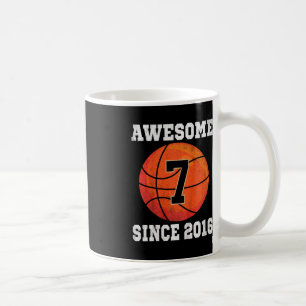 Caneca De Café Crianças 7 de Aniversário de Basquete com mais de