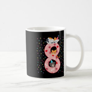 Caneca De Café Crianças 8º Aniversário Gato De Gato Bonito De 8 A