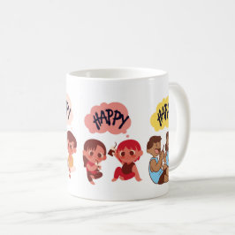 Caneca De Café Crianças Adoráveis Comendo: Comida De Cerejamento
