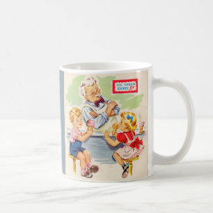 Caneca De Café crianças adoráveis na fonte de refrigerante