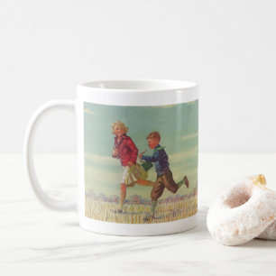 Caneca De Café Crianças Antigas Correndo para a Escola Carregando