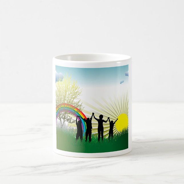 Caneca De Café Crianças Arco-íris do Nascer do Sol (Criador carregado)