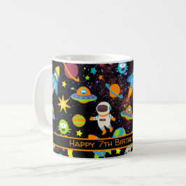 Caneca De Café Crianças Astronautas do Espaço Exterior Preto