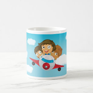 Caneca De Café Crianças Avião Cartoon Diversão Aviação