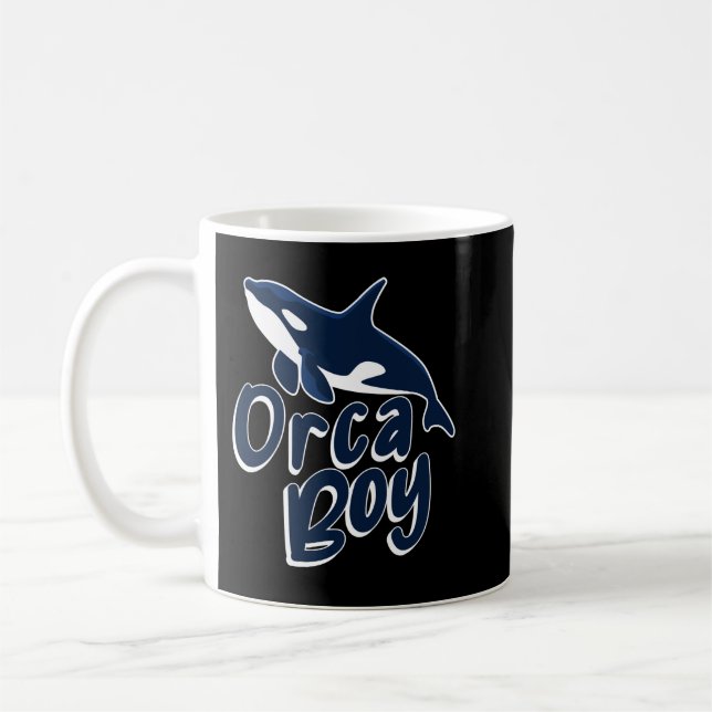 Caneca De Café Crianças Baleias Engraçadas Orca Boy Orcas Long Sl (Esquerda)